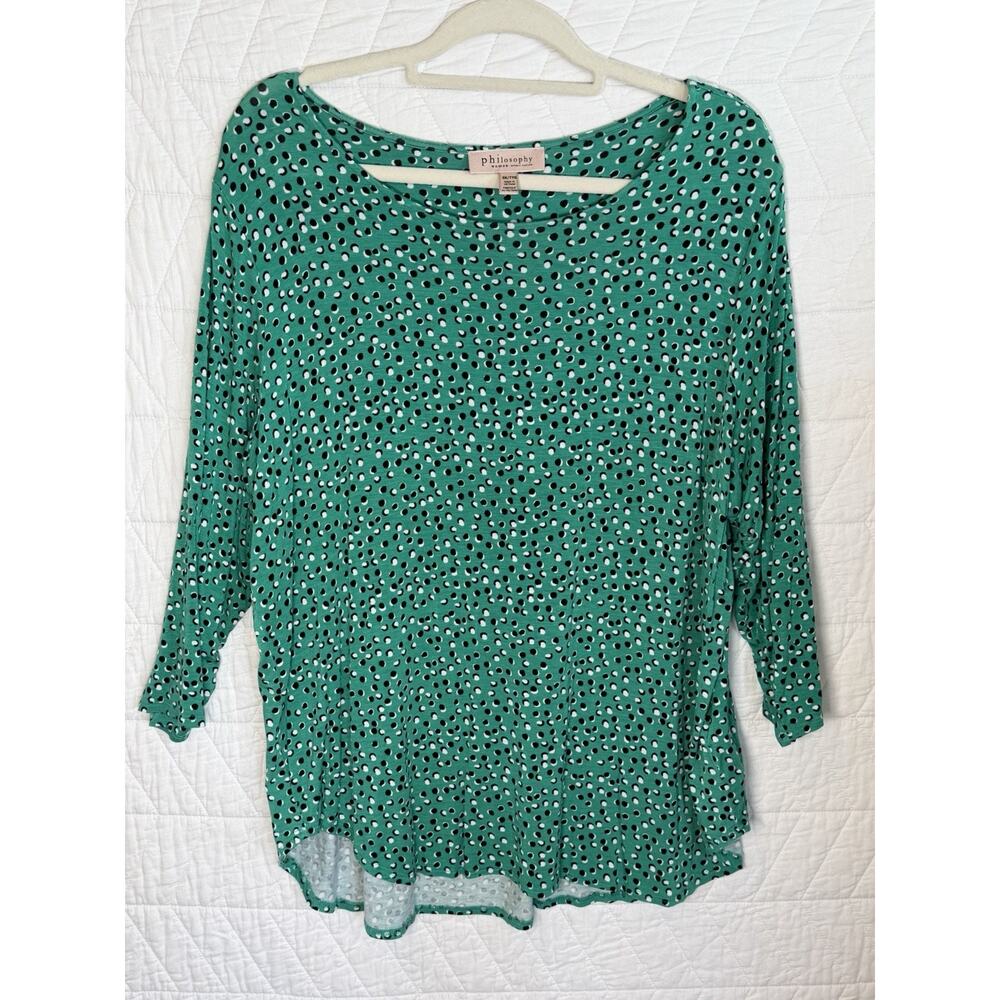 Philosophy Tunic Top green long sleeve women size 2X
